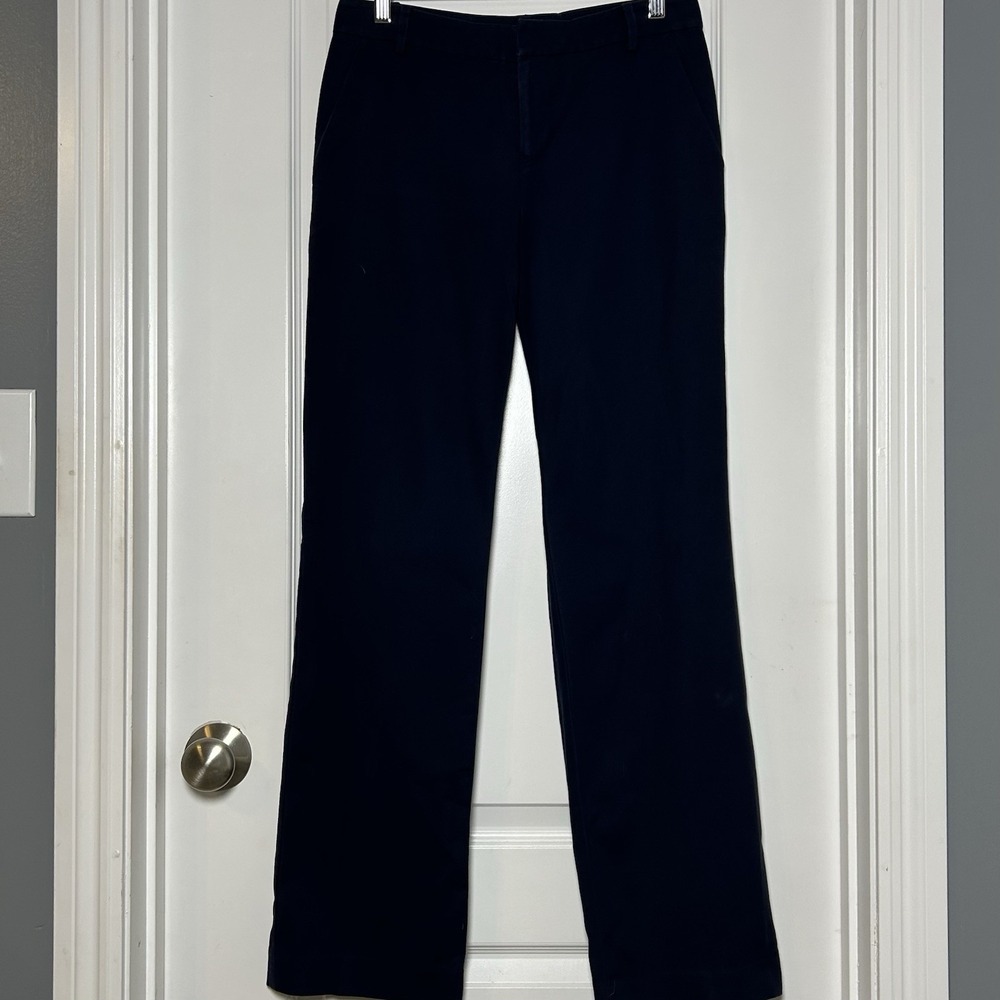 Lauren Ralph Lauren Cotton Navy Blue Classic Mid Rise Straight Leg Dress Pants